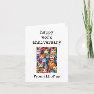 Happy Work Anniversary, Cat Themed Card