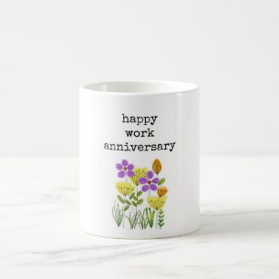 Happy Work Anniversary for Her, Floral Mug