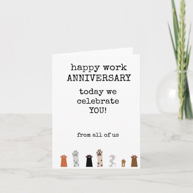 Happy Work Anniversary, From All of Us, Cute Card (Front)