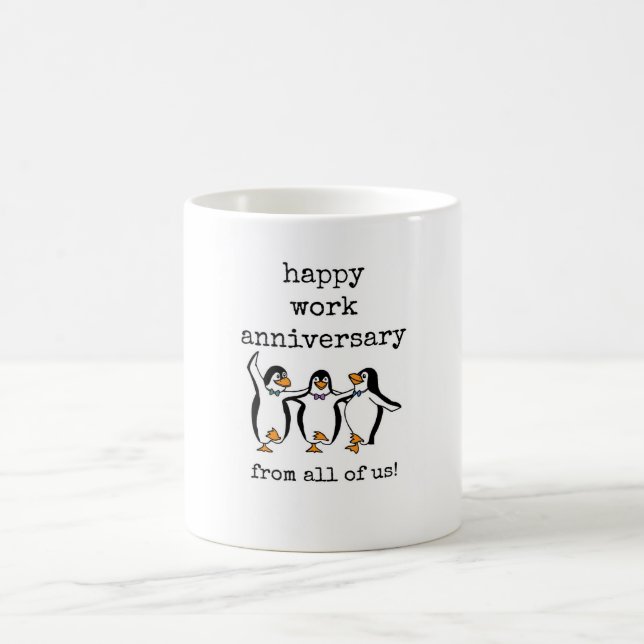 Happy Work Anniversary, From All of Us, Cute Mug (Center)