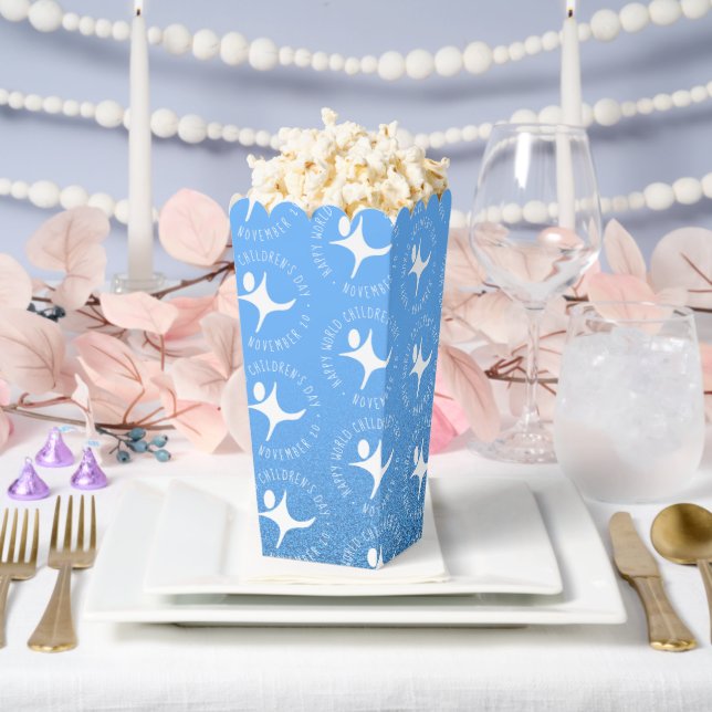 Happy World Children's Day Blue Glitter Favour Box (Wedding)