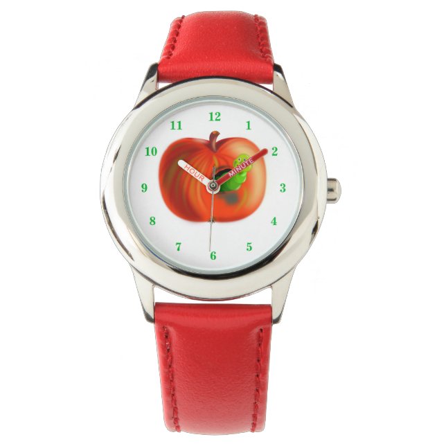 Happy Worm In Red Apple Watch (Front)