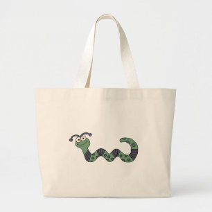 Happy Worm Tshirts and Gifts Large Tote Bag