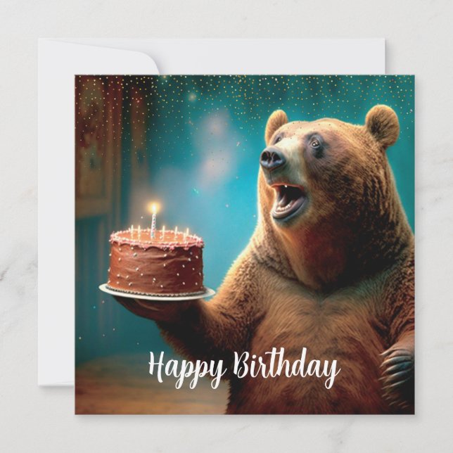 Happy wow bear Birthday Card (Front)