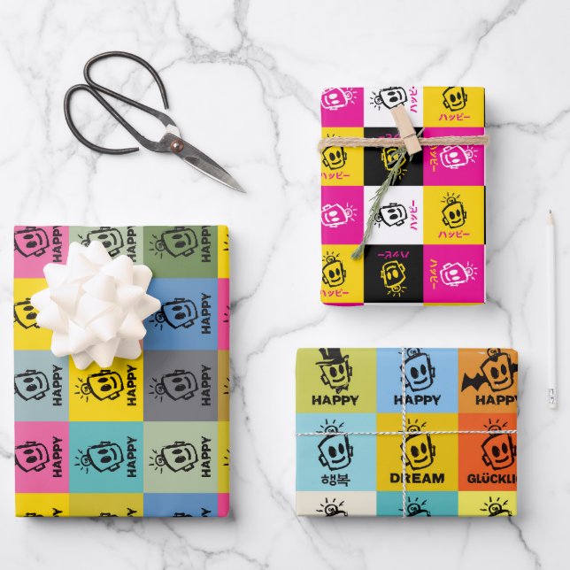 HAPPY wrappy Wrapping Paper Sheet (Front)