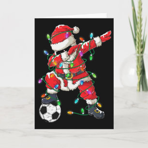 Happy Xmas Dabbing Santa Soccer Christmas Pajamas Card