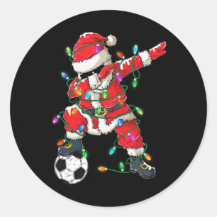 Happy Xmas Dabbing Santa Soccer Christmas Pajamas Classic Round Sticker
