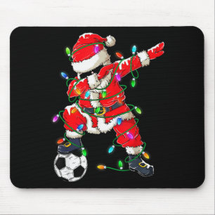 Happy Xmas Dabbing Santa Soccer Christmas Pajamas  Mouse Pad