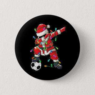 Happy Xmas Dabbing Santa Soccer Christmas Pyjamas 6 Cm Round Badge