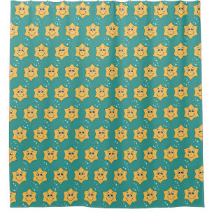 Happy xmas star smiley face retro cartoon shower curtain