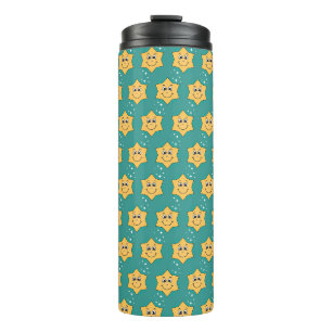 Happy xmas star smiley face retro cartoon thermal tumbler