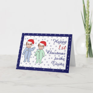 Happy  Xmas twin boys Holiday Card