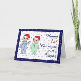 Happy  Xmas twin boys Holiday Card