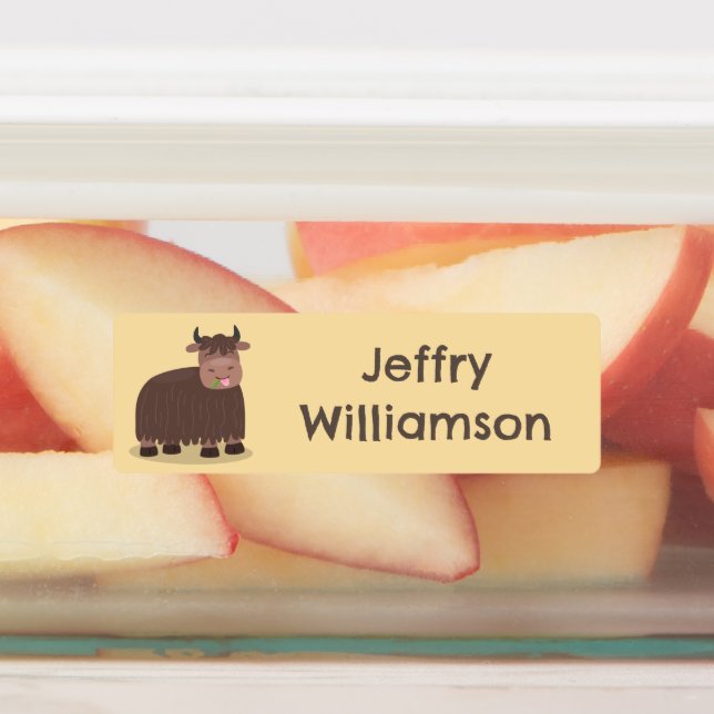 Happy yak eating grass cartoon personalised (Affixed)