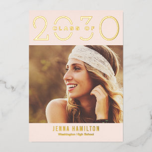 Happy Year Foil Graduation Announce Editable Colou