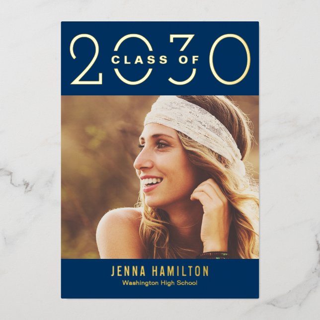 Happy Year Foil Graduation Announce Editable Colou (Front)