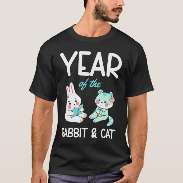Happy Year of the Rabbit&Cat Chinese Zodiac New Ye T-Shirt (Front)