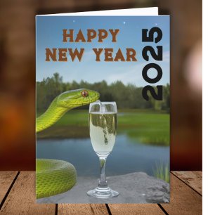 Happy Year of the Wood Snake Chinese Lunar 2025 Holiday Card
