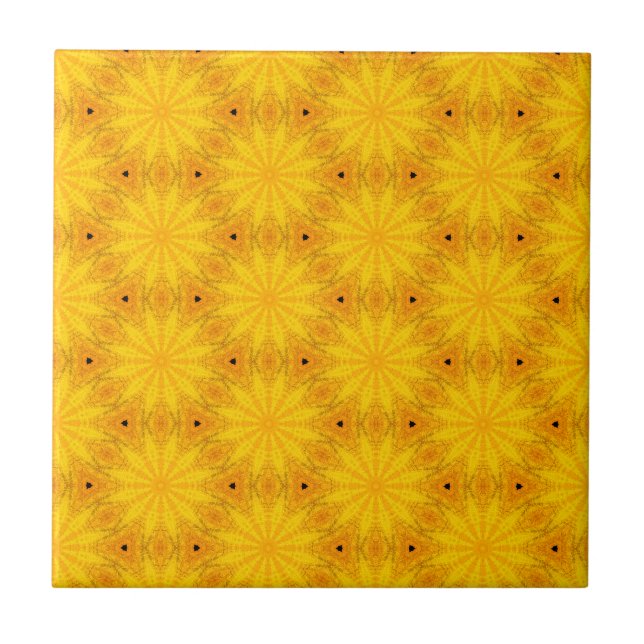 Happy Yellow Boho Ceramic Tile (Front)