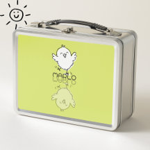 Happy Yellow Chick Reflection Doodle Custom Name
