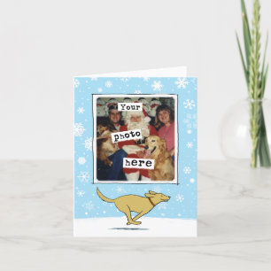 Happy Yellow Dog   White Christmas   Your Photo Holiday Card