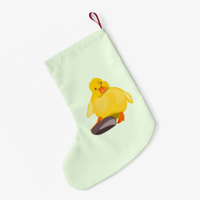 Happy Yellow Duck Christmas Stocking Customisable (Back (Hanging))