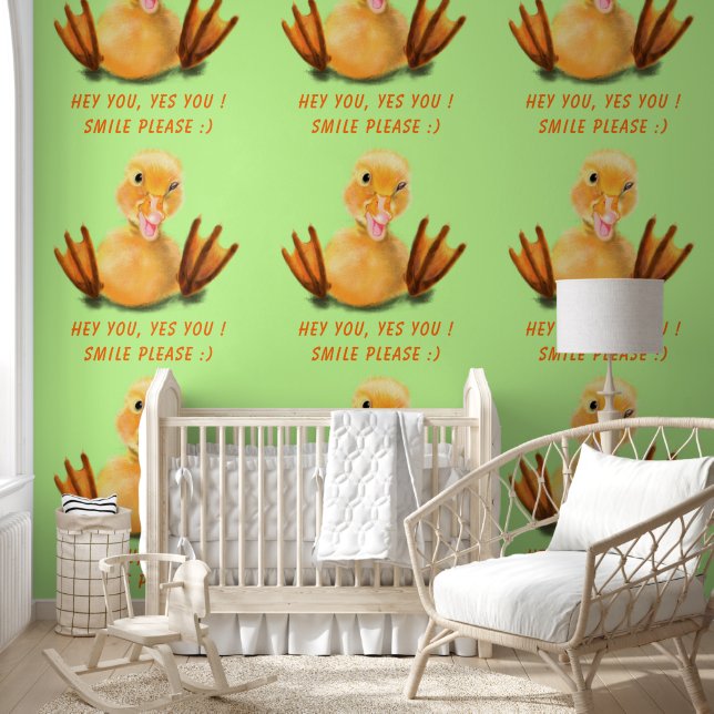 Happy Yellow Duck Custom Text Funny Wallpaper (Kids)