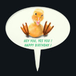 Happy Yellow Duck Funny Birthday Cake Topper<br><div class="desc">Custom Text - Cake Topper with Funny Yellow Duck Playful Wink Happy Smile Cartoon Drawing and Text - or Choose / Add Your Unique Text / Font / Color - Make Your Special Funny Birthday Cake Toppers Gift - Resize and move or remove and add elements / image with Customization...</div>