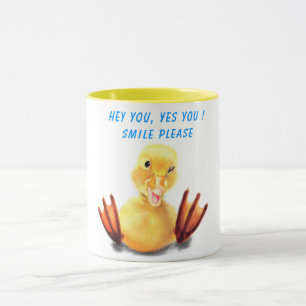 Happy Yellow Duck Funny Mug - Custom Text