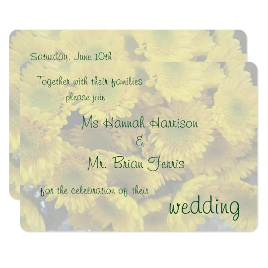 Happy Yellow Flowers Background Wedding Invitation