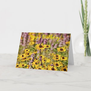 Happy Yellow Flowers Birthday Card