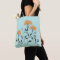 Happy Yellow Flowers on Aqua Tote Bag