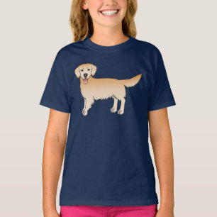 Happy Yellow Golden Retriever Cute Cartoon Dog T-Shirt