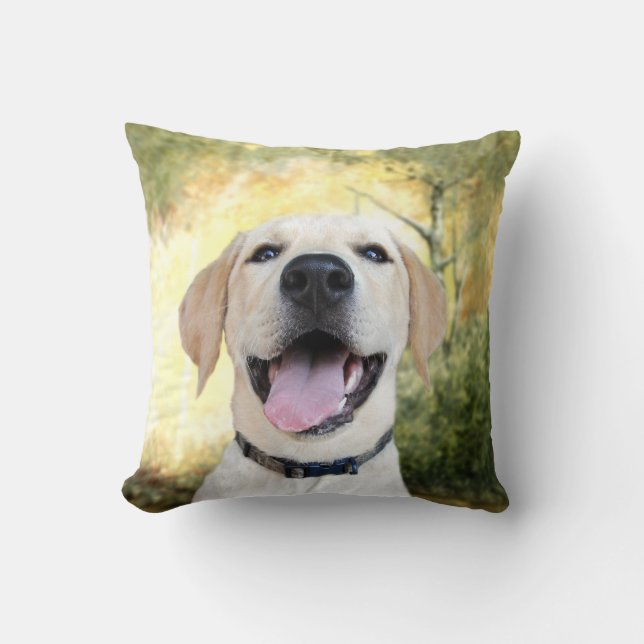 Happy Yellow Lab Cushion (Front)