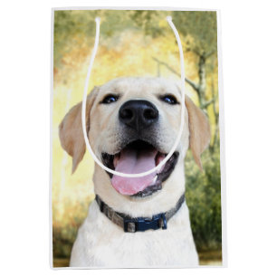 Happy Yellow lab puppy Medium Gift Bag