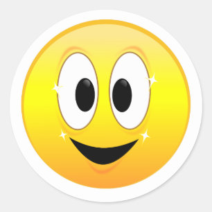 Happy Yellow Smiling Face  Classic Round Sticker