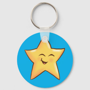 Happy Yellow Star Key Ring