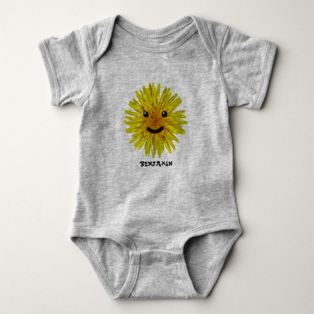 Happy Yellow Summer Flower on any Colour Baby Bodysuit (Front)