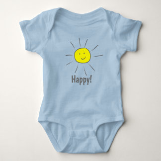 Happy Yellow Sun with Smiley Face - Baby Bodysuit