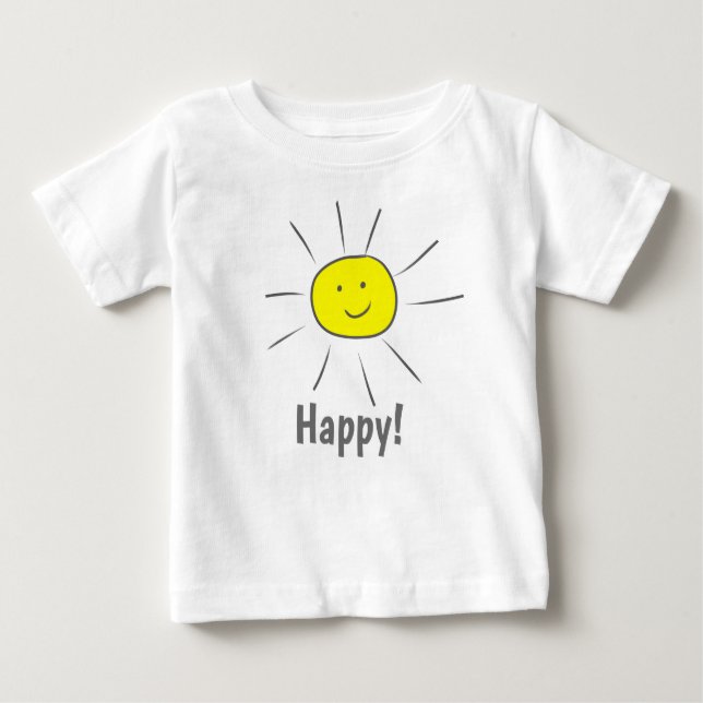 Happy Yellow Sun with Smiley Face  Baby T-Shirt (Front)