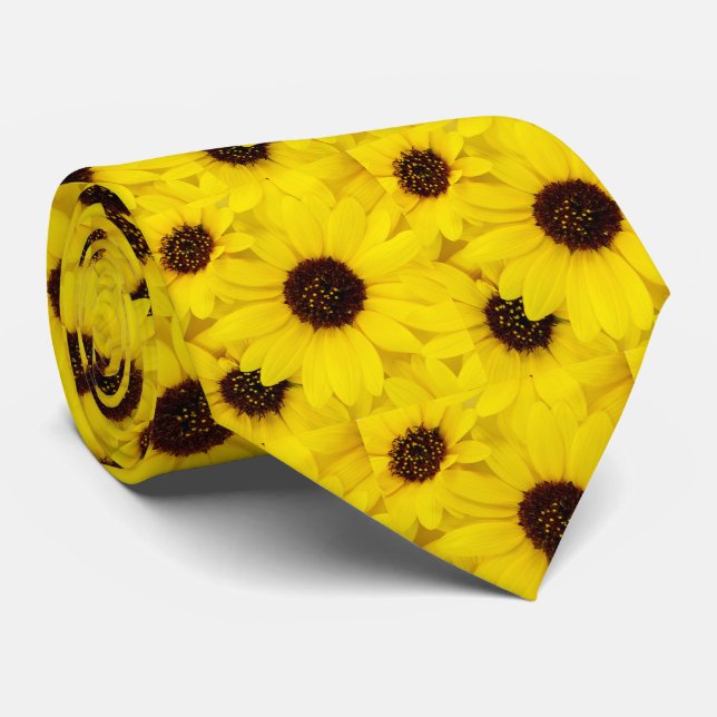 Happy Yellow Sunflowers Tie (Rolled)