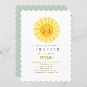 Happy Yellow Sunshine Birthday Invitation