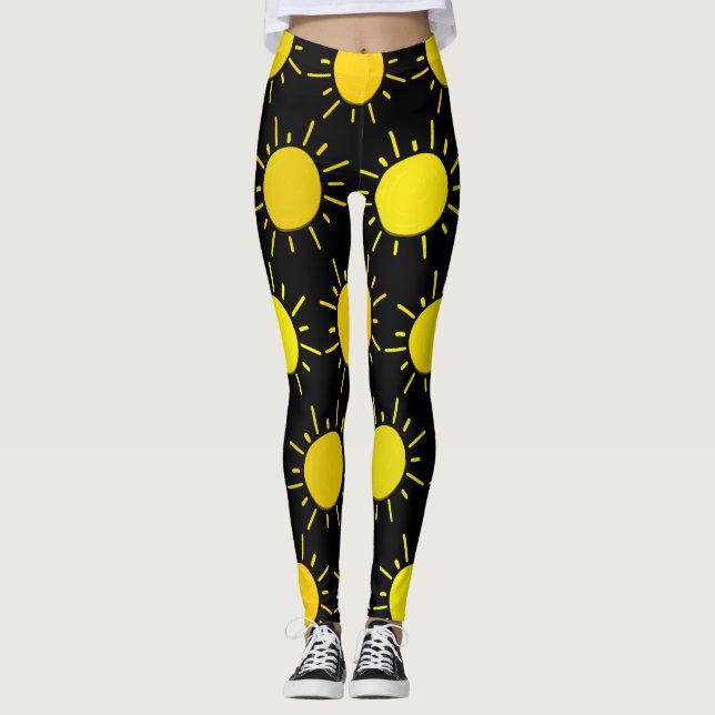 Happy Yellow Sunshine Fashion Leggings (Front)