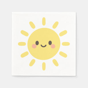 Happy Yellow Sunshine with a Smiling Face Napkin