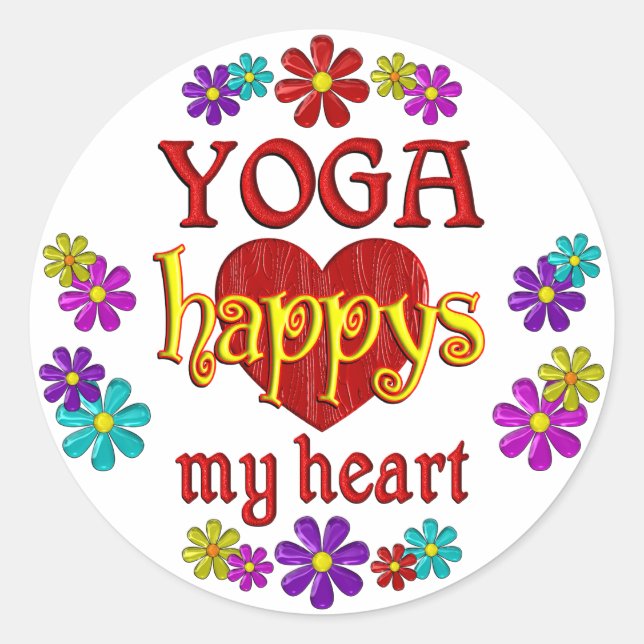 Happy Yoga Classic Round Sticker (Front)