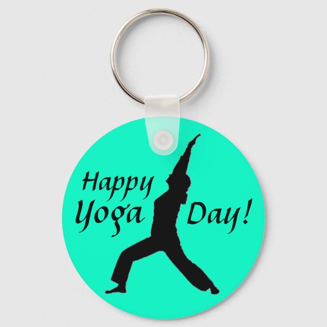 Happy Yoga Day! Keychain-Jade Key Ring (Front)