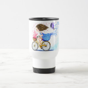 Happy Young Girl On A Bike - Romantic Love  Travel Mug