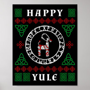 Happy Yule Pagan Wicca Ugly Christmas Sweater Poster