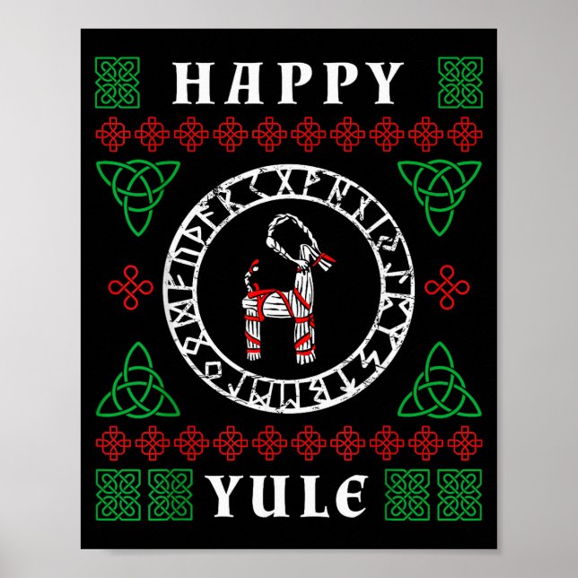 Happy Yule Pagan Wicca Ugly Christmas Sweater  Poster (Front)