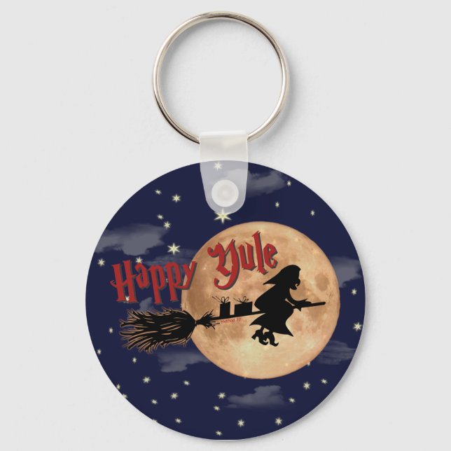 Happy Yule Witch Xmas Keychain (Front)